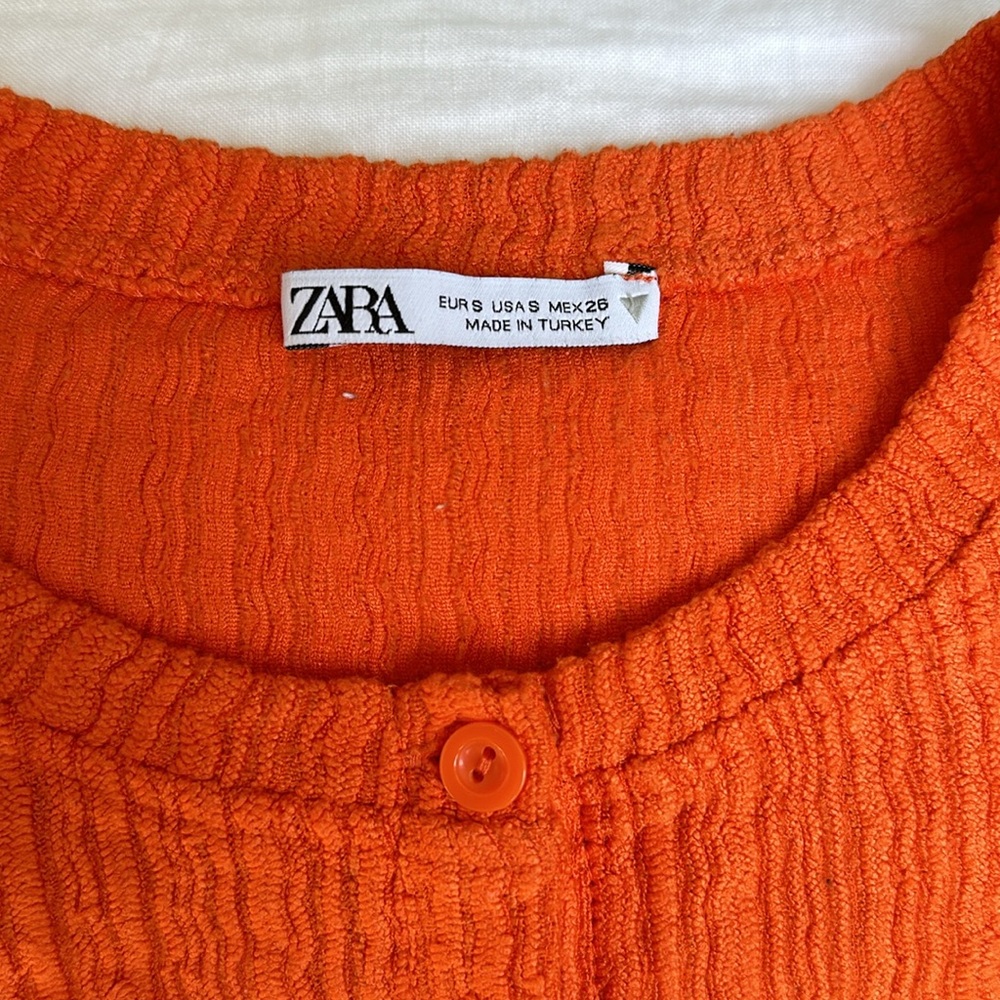 Orange Ruffle Textured Cardigan - Picture 4 of 4